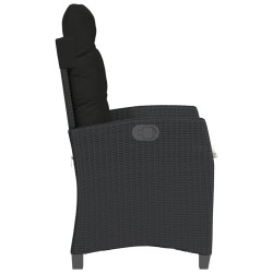 Chaise inclinable de jardin avec coussins noir résine tressée 