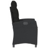 Chaise inclinable de jardin avec coussins noir résine tressée 