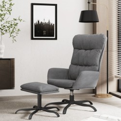 Chaise de relaxation avec tabouret Gris clair Tissu 