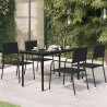 Table à dîner de jardin Noir 140x70x74 cm Acier et verre 
