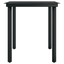 Table à dîner de jardin Noir 140x70x74 cm Acier et verre 