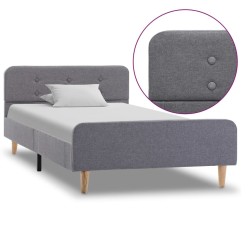 Cadre de lit sans matelas gris clair tissu 90x200 cm 