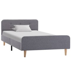 Cadre de lit sans matelas gris clair tissu 90x200 cm 