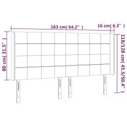 Tête de lit à LED Marron foncé 163x16x118/128 cm Tissu 