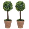 Plantes de buis artificiel 2 pcs avec pots Boule Vert 56 cm 