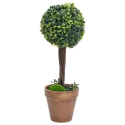Plantes de buis artificiel 2 pcs avec pots Boule Vert 56 cm 