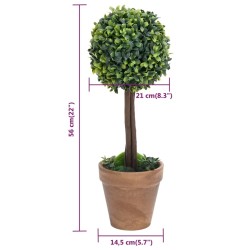 Plantes de buis artificiel 2 pcs avec pots Boule Vert 56 cm 
