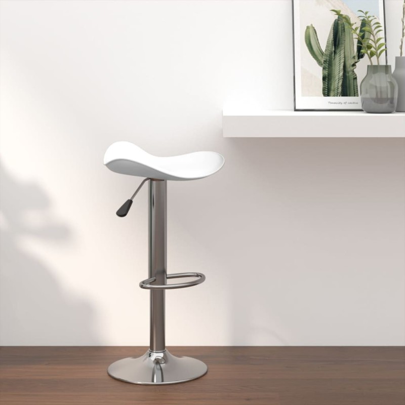 Tabouret de bar Blanc Acier chromé et cuir artificiel Tabouret de bar Blanc Acier chromé et cuir artificiel