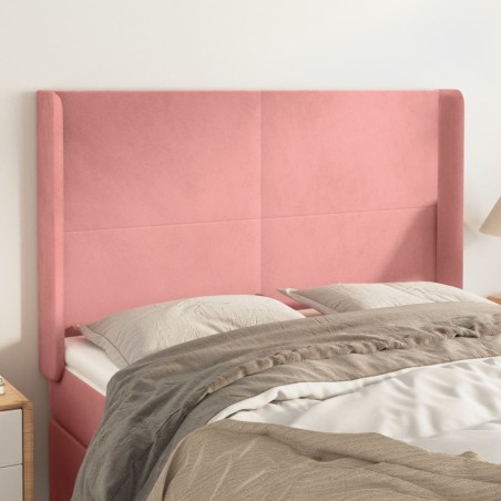 Tête de lit avec oreilles Rose 147x16x118/128 cm Velours 