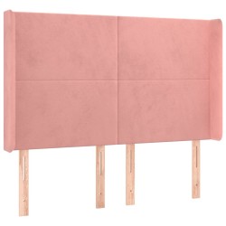 Tête de lit avec oreilles Rose 147x16x118/128 cm Velours 