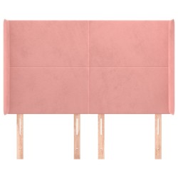 Tête de lit avec oreilles Rose 147x16x118/128 cm Velours 