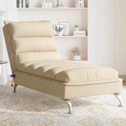 Chaise longue de massage avec coussins crème tissu 