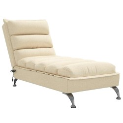 Chaise longue de massage avec coussins crème tissu 