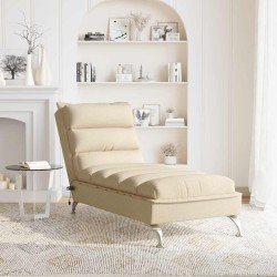 Chaise longue de massage avec coussins crème tissu 