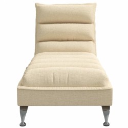 Chaise longue de massage avec coussins crème tissu 