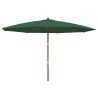 Parasol de jardin avec mât en bois vert 400x273 cm 