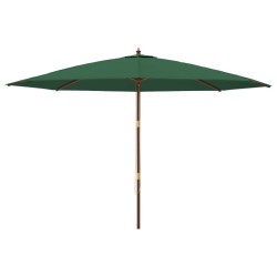 Parasol de jardin avec mât en bois vert 400x273 cm 