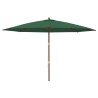 Parasol de jardin avec mât en bois vert 400x273 cm 