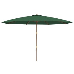 Parasol de jardin avec mât en bois vert 400x273 cm 