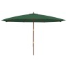 Parasol de jardin avec mât en bois vert 400x273 cm 