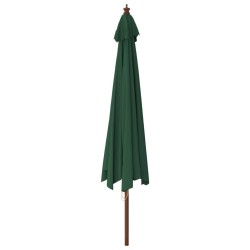 Parasol de jardin avec mât en bois vert 400x273 cm 