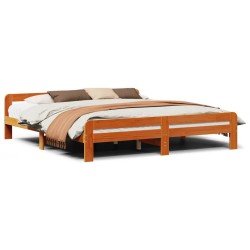 Cadre de lit sans matelas cire marron 180x200cm bois pin massif 