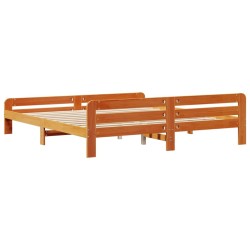 Cadre de lit sans matelas cire marron 180x200cm bois pin massif 