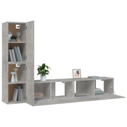 Ensemble de meubles TV 4 pcs Gris béton Bois d'ingénierie 