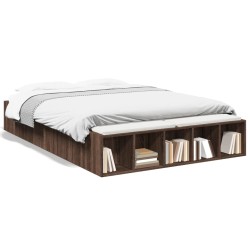 Cadre de lit sans matelas chêne marron 135x190 cm 