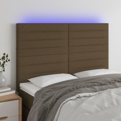 Tête de lit à LED Marron foncé 144x5x118/128 cm Tissu 