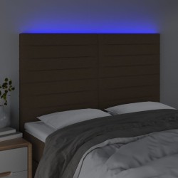 Tête de lit à LED Marron foncé 144x5x118/128 cm Tissu 