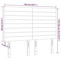 Tête de lit à LED Marron foncé 144x5x118/128 cm Tissu 