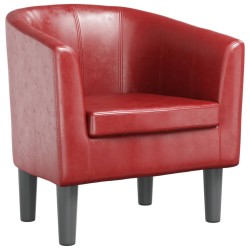 Fauteuil rouge bordeaux similicuir 