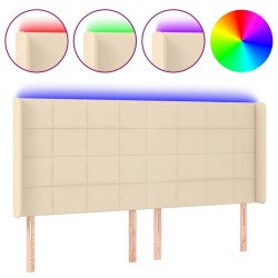 Tête de lit à LED Crème 163x16x118/128 cm Tissu 