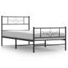 Cadre de lit métal sans matelas avec pied de lit noir 75x190 cm 