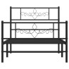 Cadre de lit métal sans matelas avec pied de lit noir 75x190 cm 
