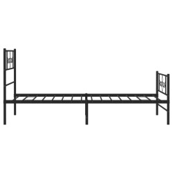 Cadre de lit métal sans matelas avec pied de lit noir 75x190 cm 