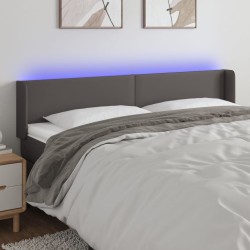 Tête de lit à LED Gris 183x16x78/88 cm Similicuir 