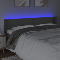 Tête de lit à LED Gris 183x16x78/88 cm Similicuir 