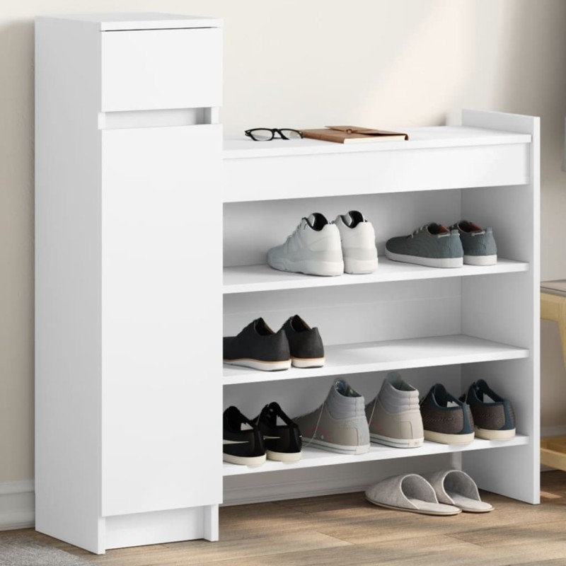 Armoire à chaussures blanc 100,5x28x100 cm bois d'ingénierie Armoire à chaussures blanc 100,5x28x100 cm bois d'ingénierie