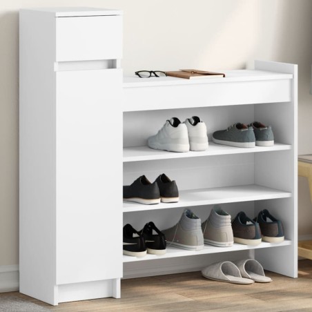 Armoire à chaussures blanc 100,5x28x100 cm bois d'ingénierie 