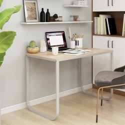 Bureau d'ordinateur Blanc et chêne 110x60x73 cm Aggloméré 