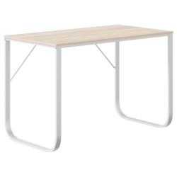 Bureau d'ordinateur Blanc et chêne 110x60x73 cm Aggloméré 