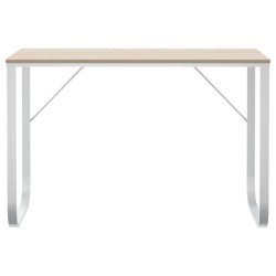 Bureau d'ordinateur Blanc et chêne 110x60x73 cm Aggloméré 