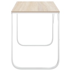 Bureau d'ordinateur Blanc et chêne 110x60x73 cm Aggloméré 
