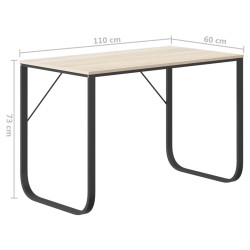 Bureau d'ordinateur Noir et chêne 110x60x73 cm Aggloméré 