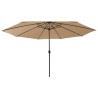 Parasol de jardin avec lumières LED et mât en métal 400cm taupe 
