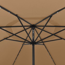 Parasol de jardin avec lumières LED et mât en métal 400cm taupe 