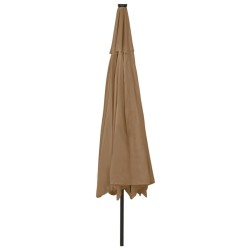 Parasol de jardin avec lumières LED et mât en métal 400cm taupe 