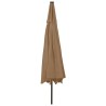Parasol de jardin avec lumières LED et mât en métal 400cm taupe 